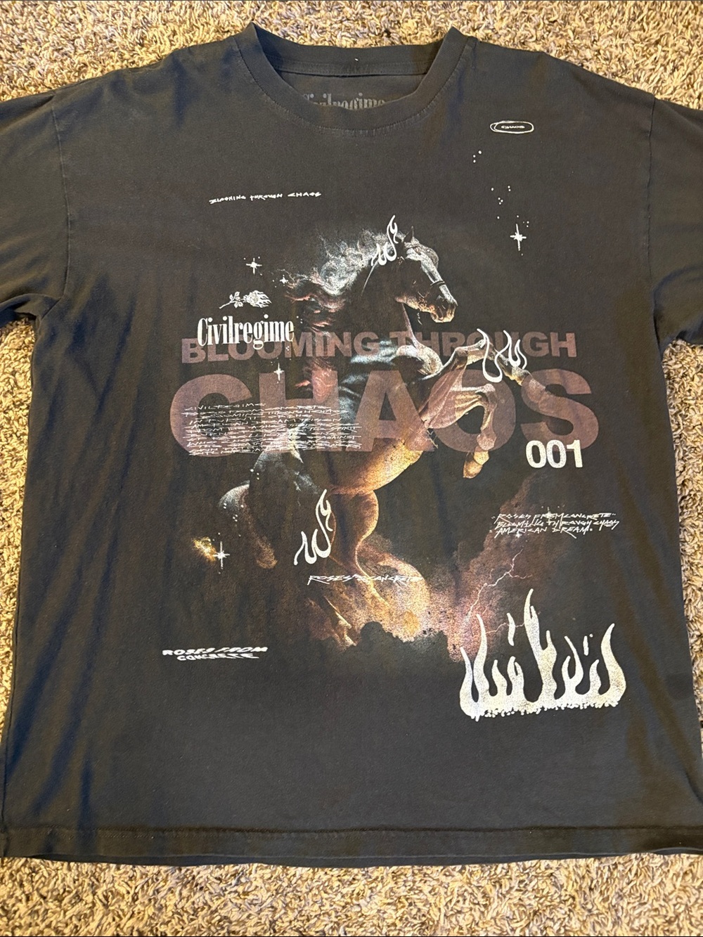 Civil Regime horse, flames, lightning size large